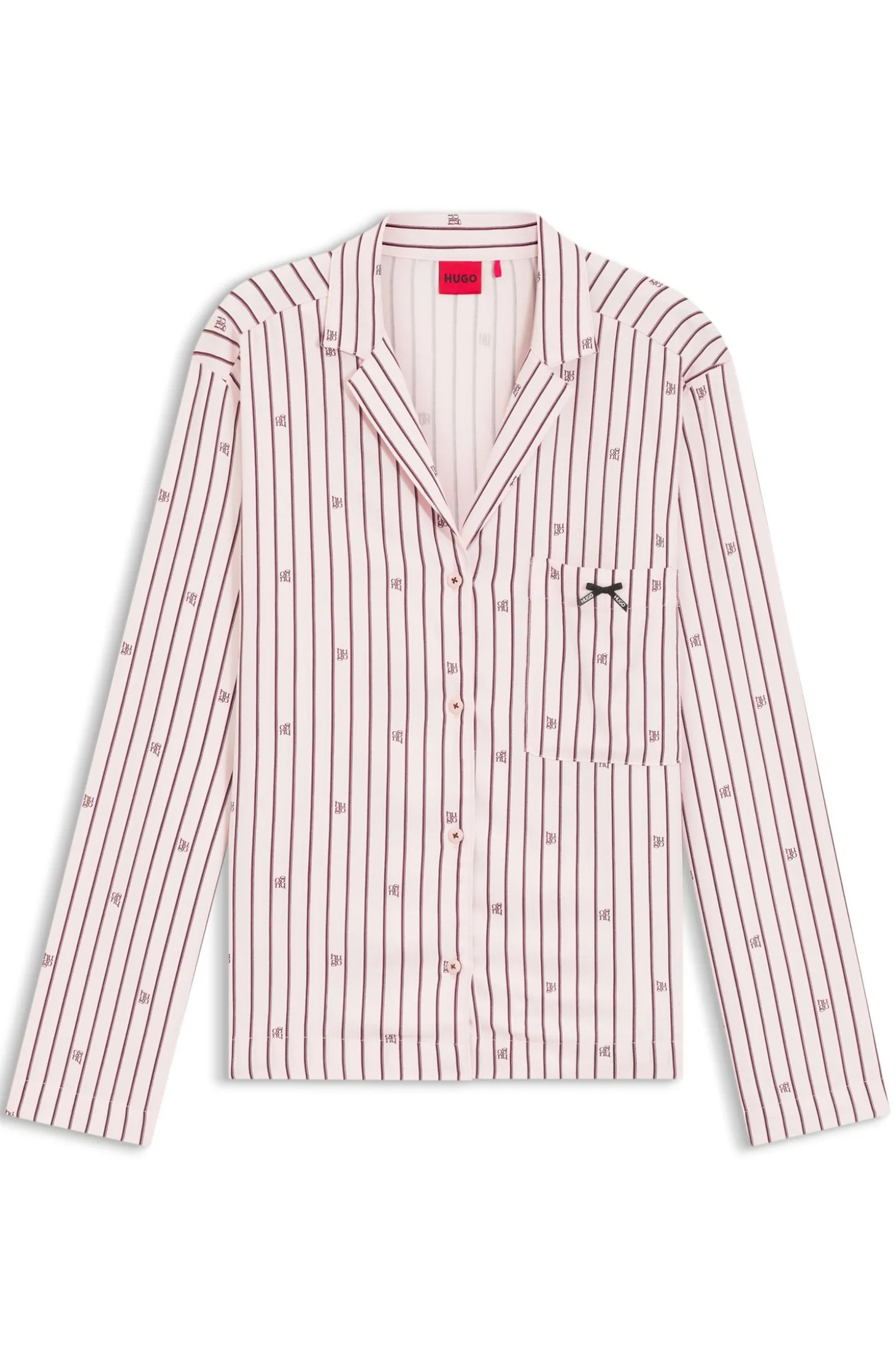 Pyjama-Hemd mit Streifen und gestapelten Logos