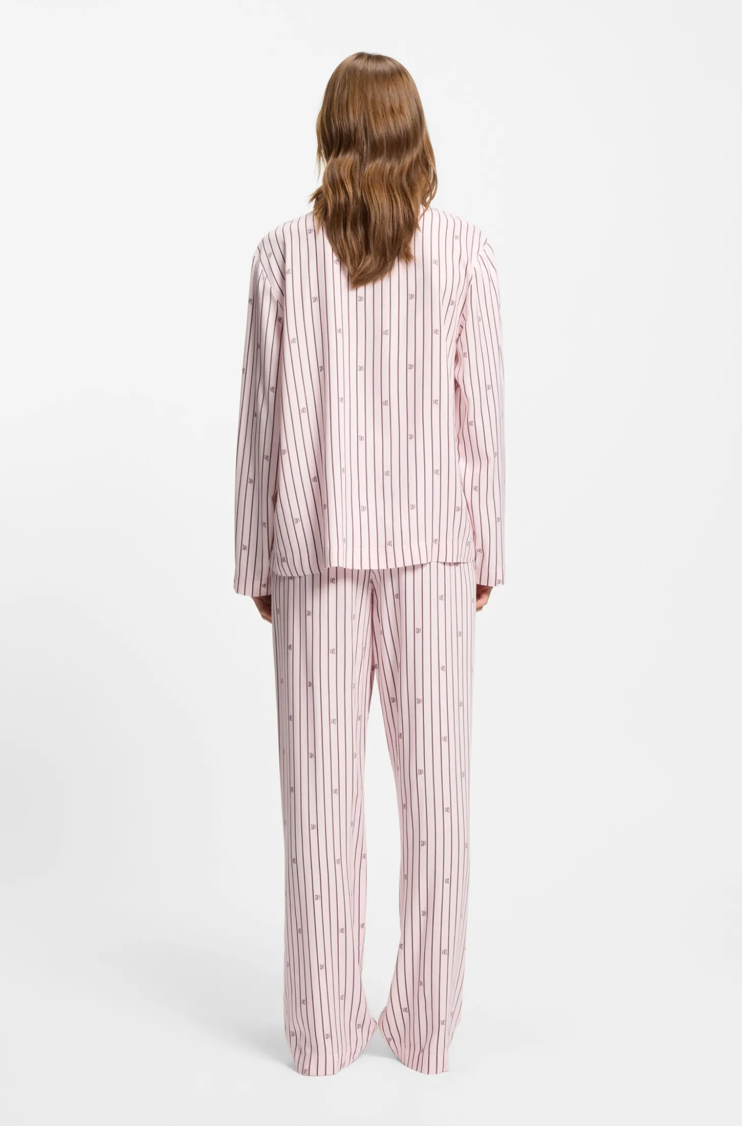 Pyjama-Hemd mit Streifen und gestapelten Logos