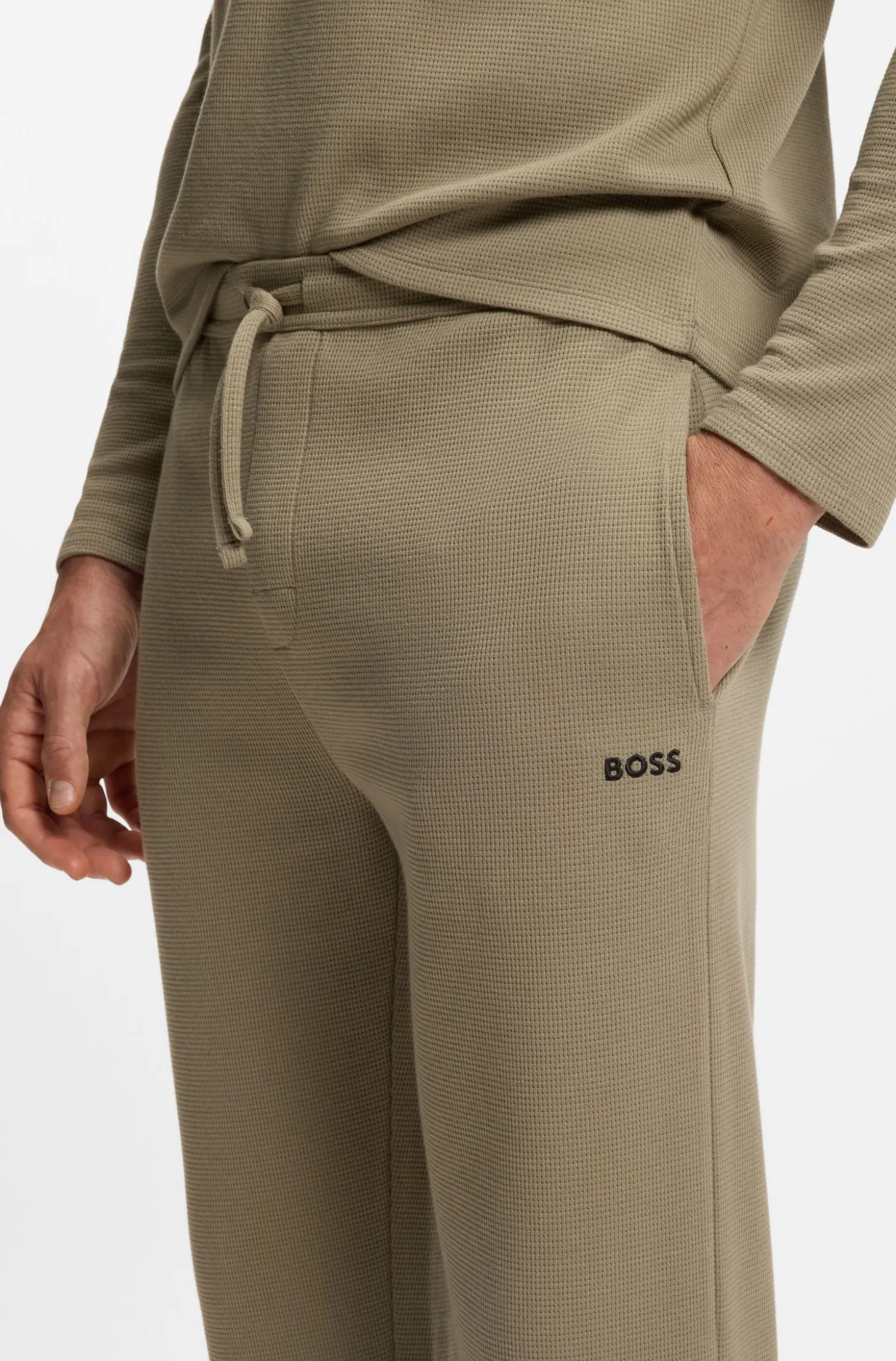 Pyjama-Hose aus Baumwoll-Mix mit gesticktem Logo