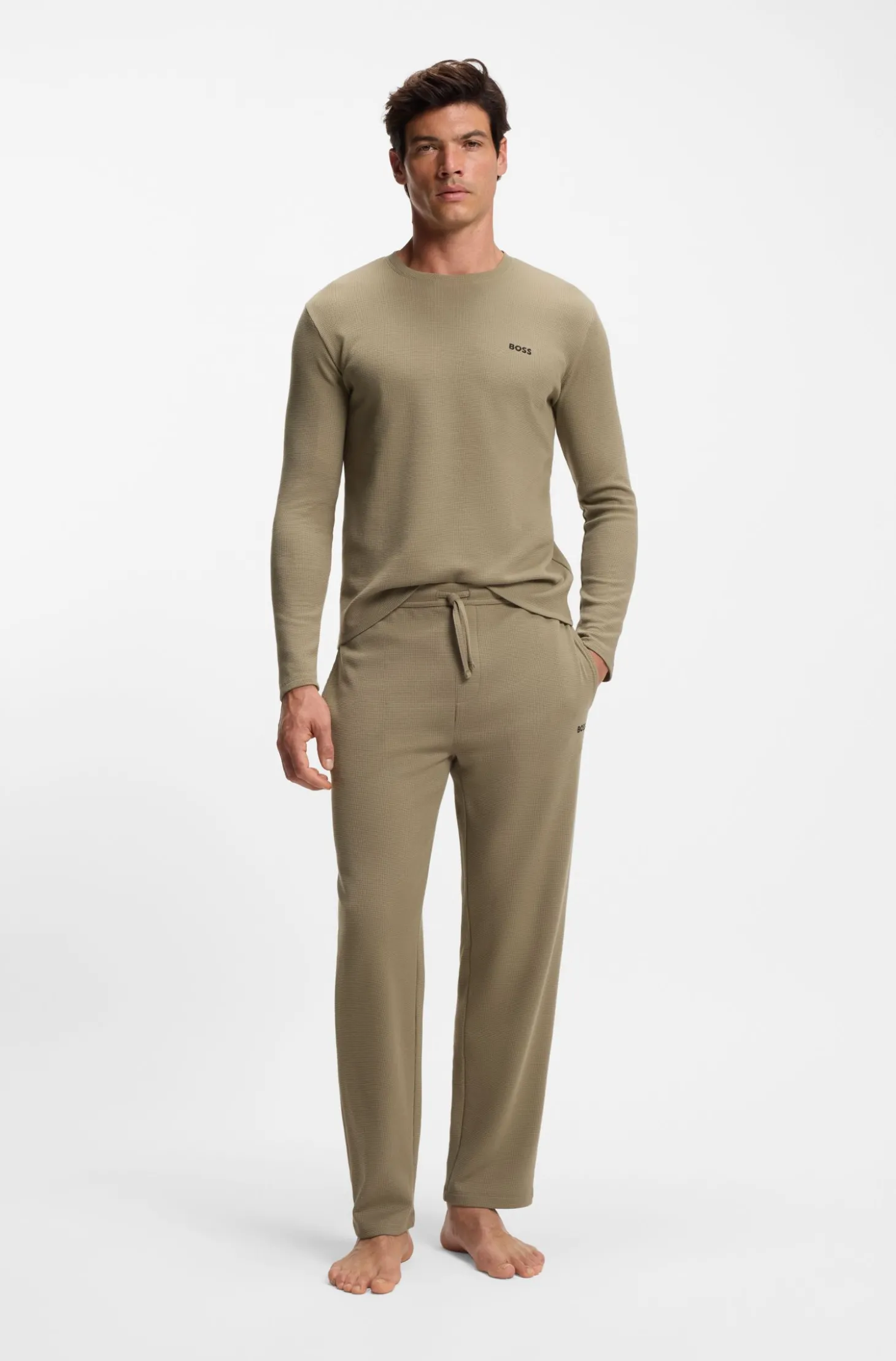 Pyjama-Hose aus Baumwoll-Mix mit gesticktem Logo