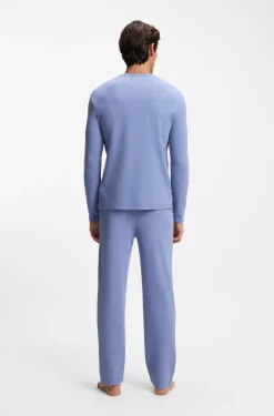 Pyjama-Hose aus Baumwoll-Mix mit gesticktem Logo