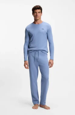 Pyjama-Hose aus Baumwoll-Mix mit gesticktem Logo