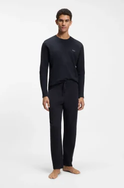 Pyjama-Hose aus Baumwoll-Mix mit gesticktem Logo