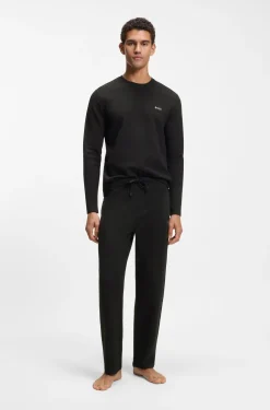 Pyjama-Hose aus Baumwoll-Mix mit gesticktem Logo