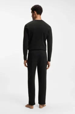 Pyjama-Hose aus Baumwoll-Mix mit gesticktem Logo