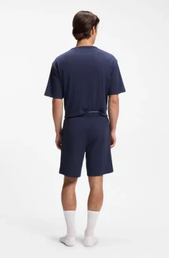 Pyjama-Hose aus geripptem Baumwoll-Mix mit Logo-Bund