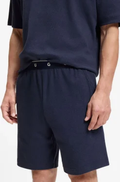 Pyjama-Hose aus geripptem Baumwoll-Mix mit Logo-Bund