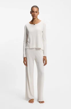 Pyjama-Hose aus Pointelle mit Rüschen