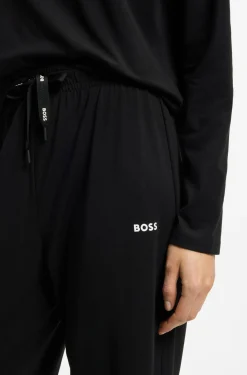Pyjama-Hose aus Stretch-Baumwolle mit Tunnelzug und Logo-Detail