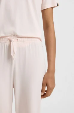 Pyjama-Hose aus Stretch-Baumwolle mit Tunnelzug und Logo-Detail