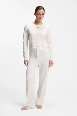 Pyjama-Hose aus Stretch-Baumwolle mit Tunnelzug und Logo-Detail