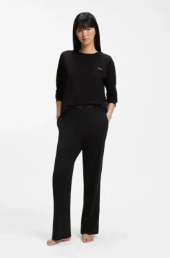 Pyjama-Hose aus Stretch-Baumwolle mit Logos am Bund