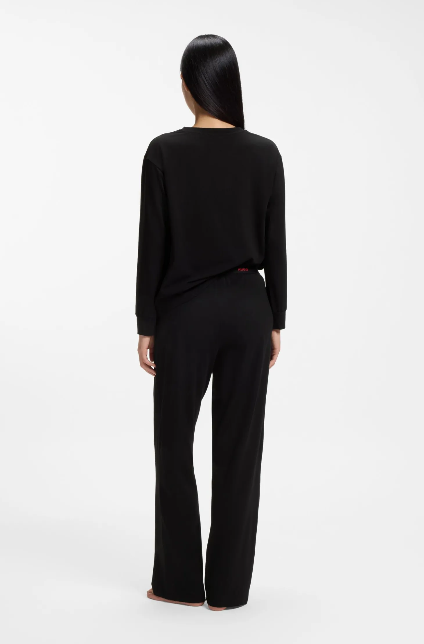 Pyjama-Hose aus Stretch-Baumwolle mit Logos am Bund