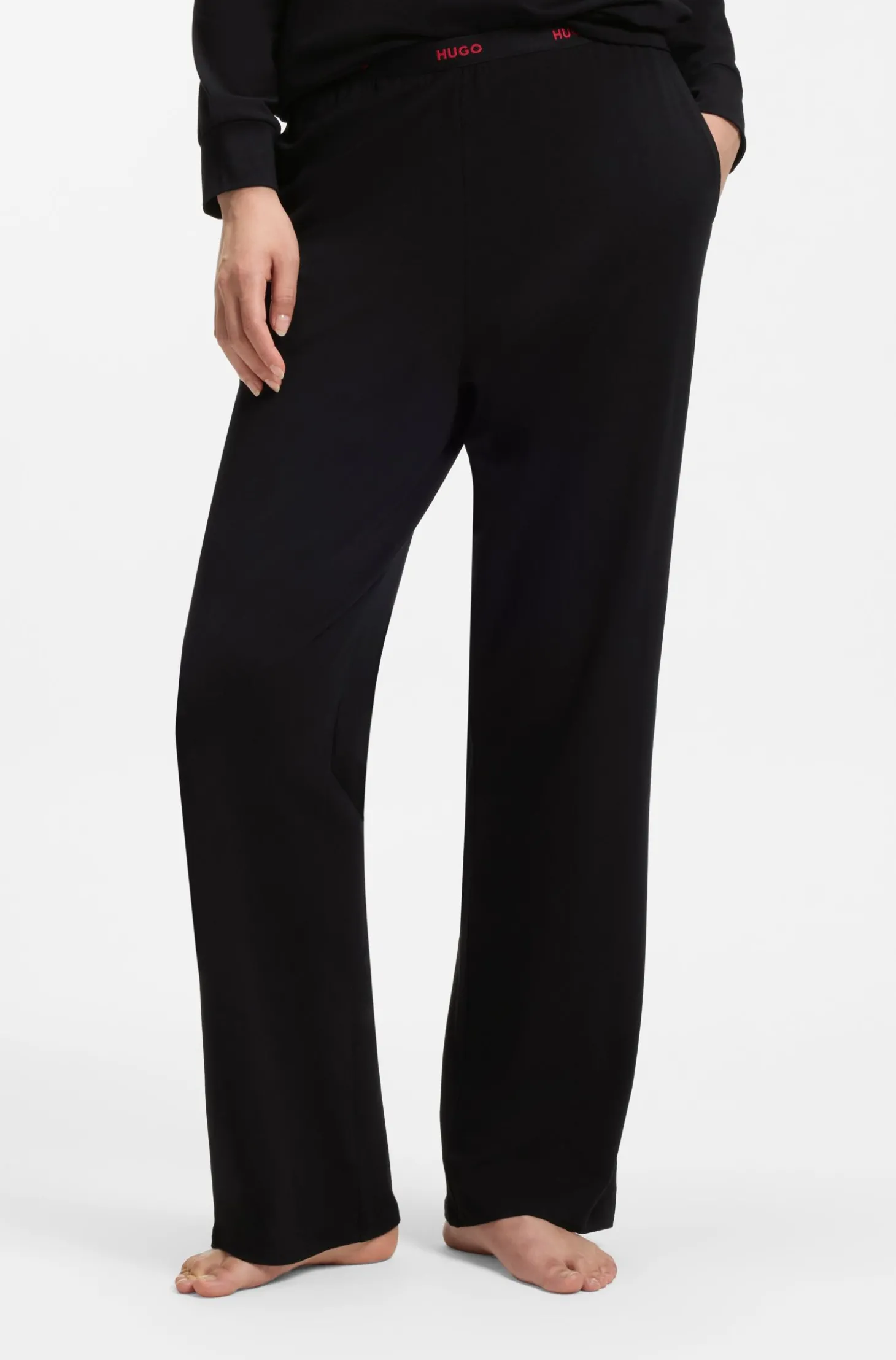 Pyjama-Hose aus Stretch-Baumwolle mit Logos am Bund