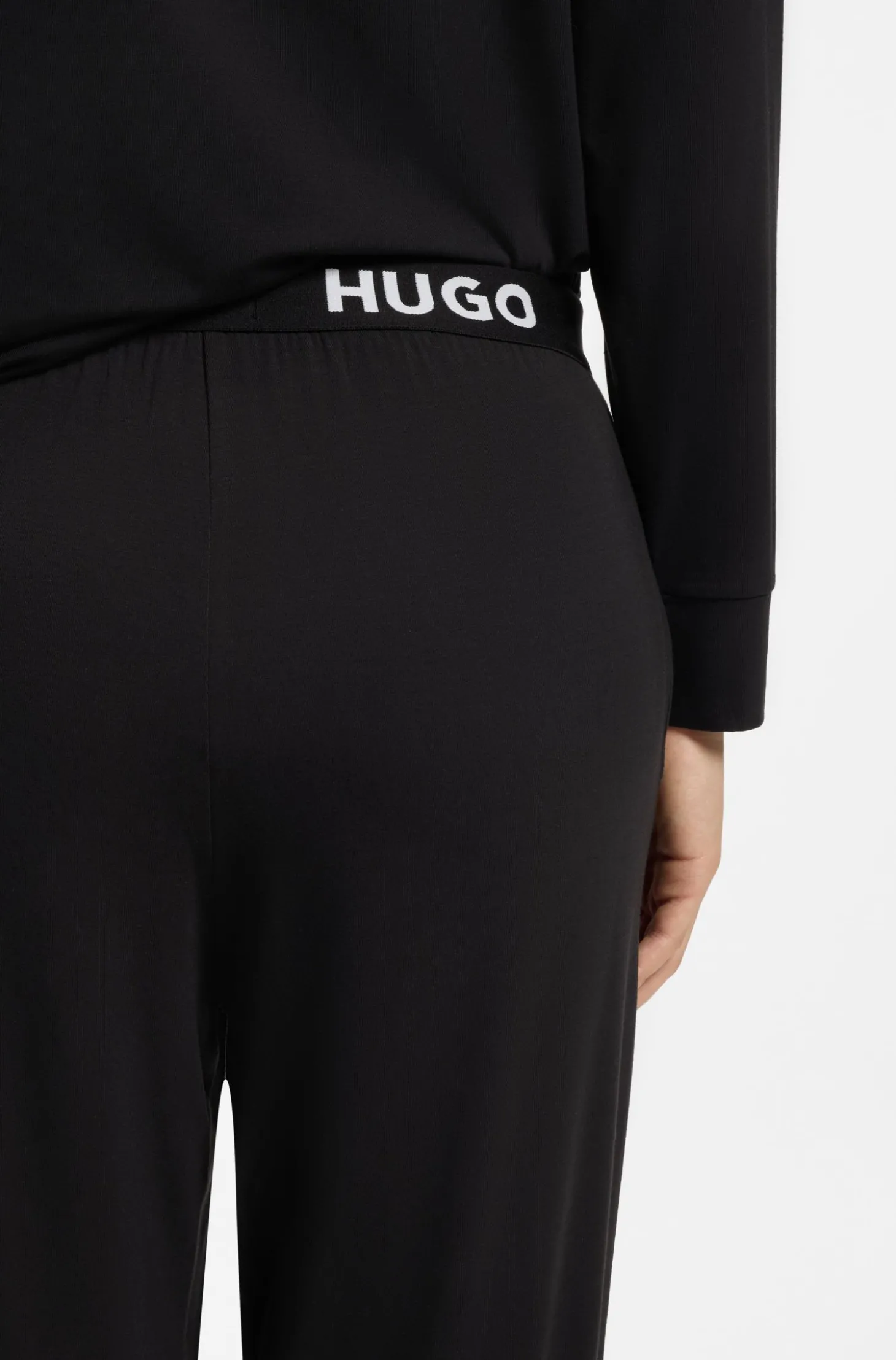 Pyjama-Hose aus Stretch-Jersey mit Logo-Bund und Beinbündchen