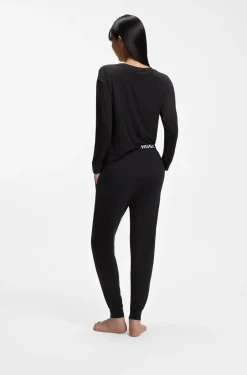 Pyjama-Hose aus Stretch-Jersey mit Logo-Bund und Beinbündchen