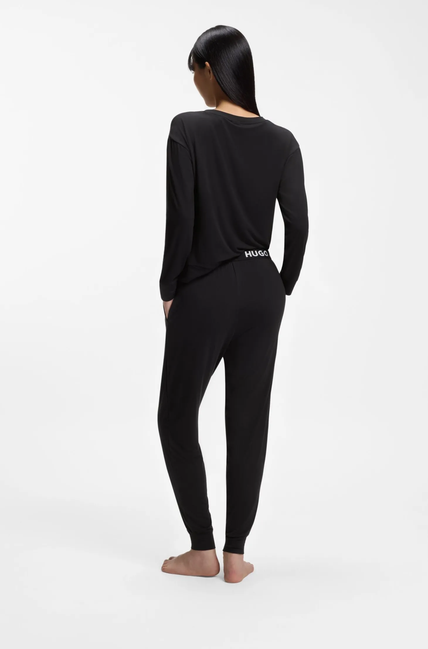 Pyjama-Hose aus Stretch-Jersey mit Logo-Bund und Beinbündchen