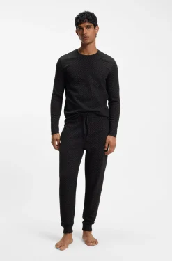 Pyjama-Hose aus Waffelgewebe mit Monogramm-Print und Bündchen