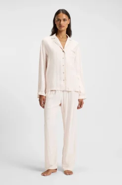 Pyjama-Hose mit Streifen-Dessin und Logo-Besatz