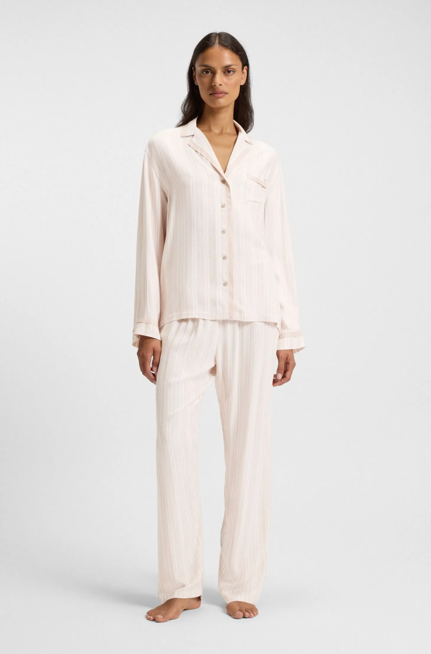 Pyjama-Hose mit Streifen-Dessin und Logo-Besatz
