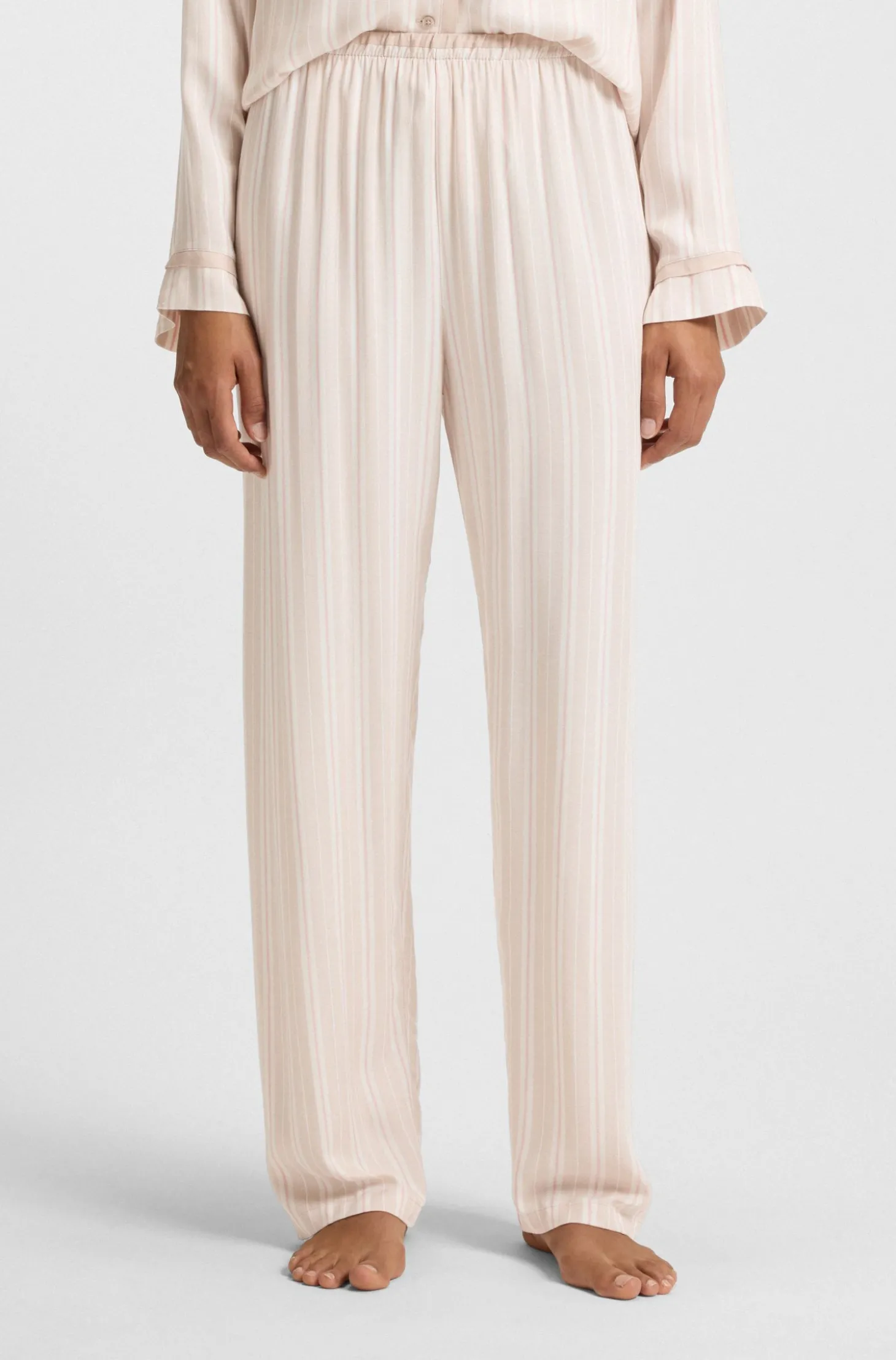 Pyjama-Hose mit Streifen-Dessin und Logo-Besatz