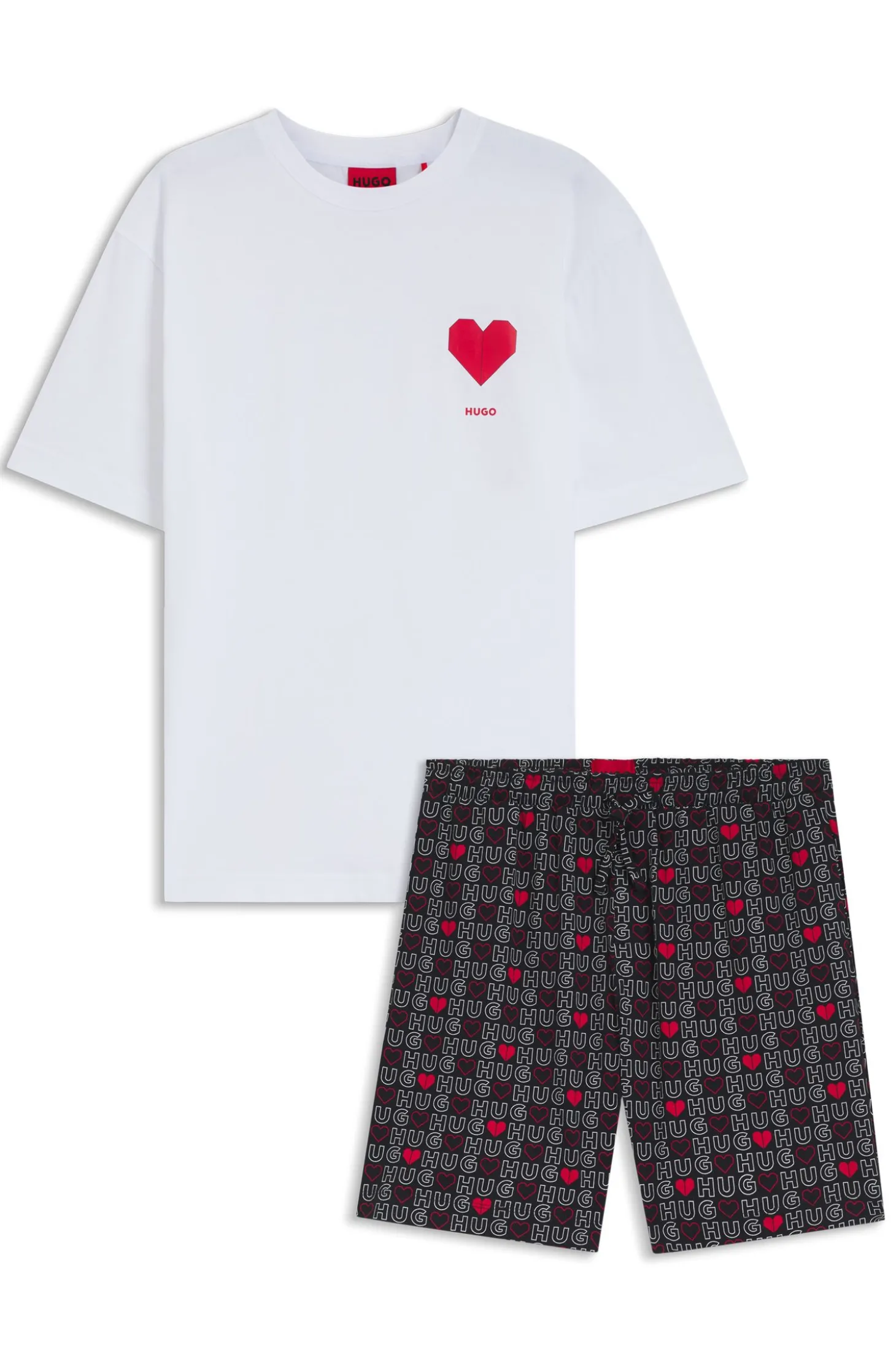 Pyjama-Set aus Baumwolle mit Herz-Print in Geschenkbox