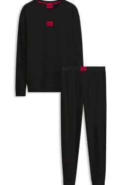 Pyjama-Set aus Stretch-Baumwolle mit Logos in der Geschenkbox