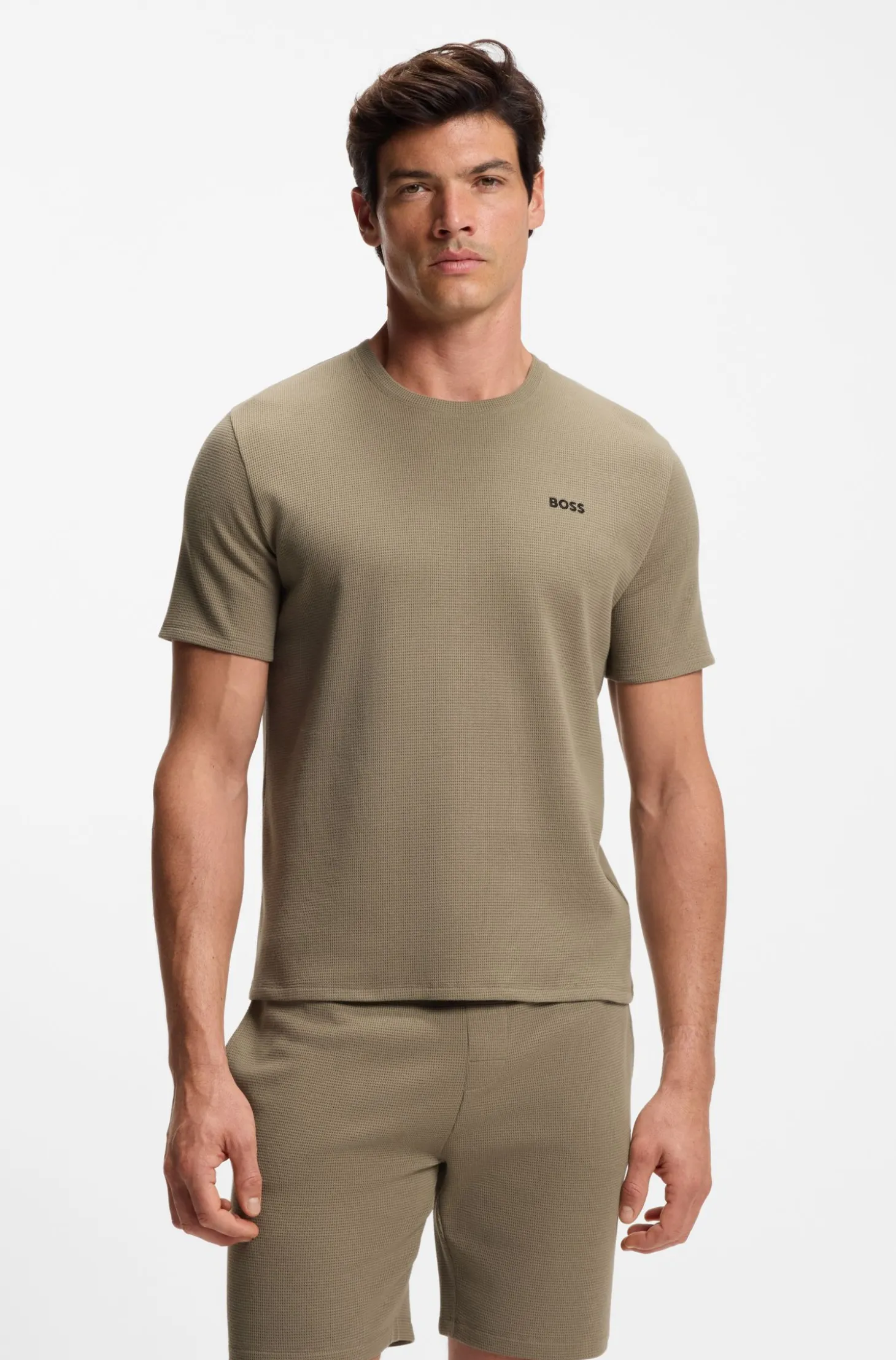 Pyjama-Shirt aus Baumwoll-Mix mit Logo-Stickerei