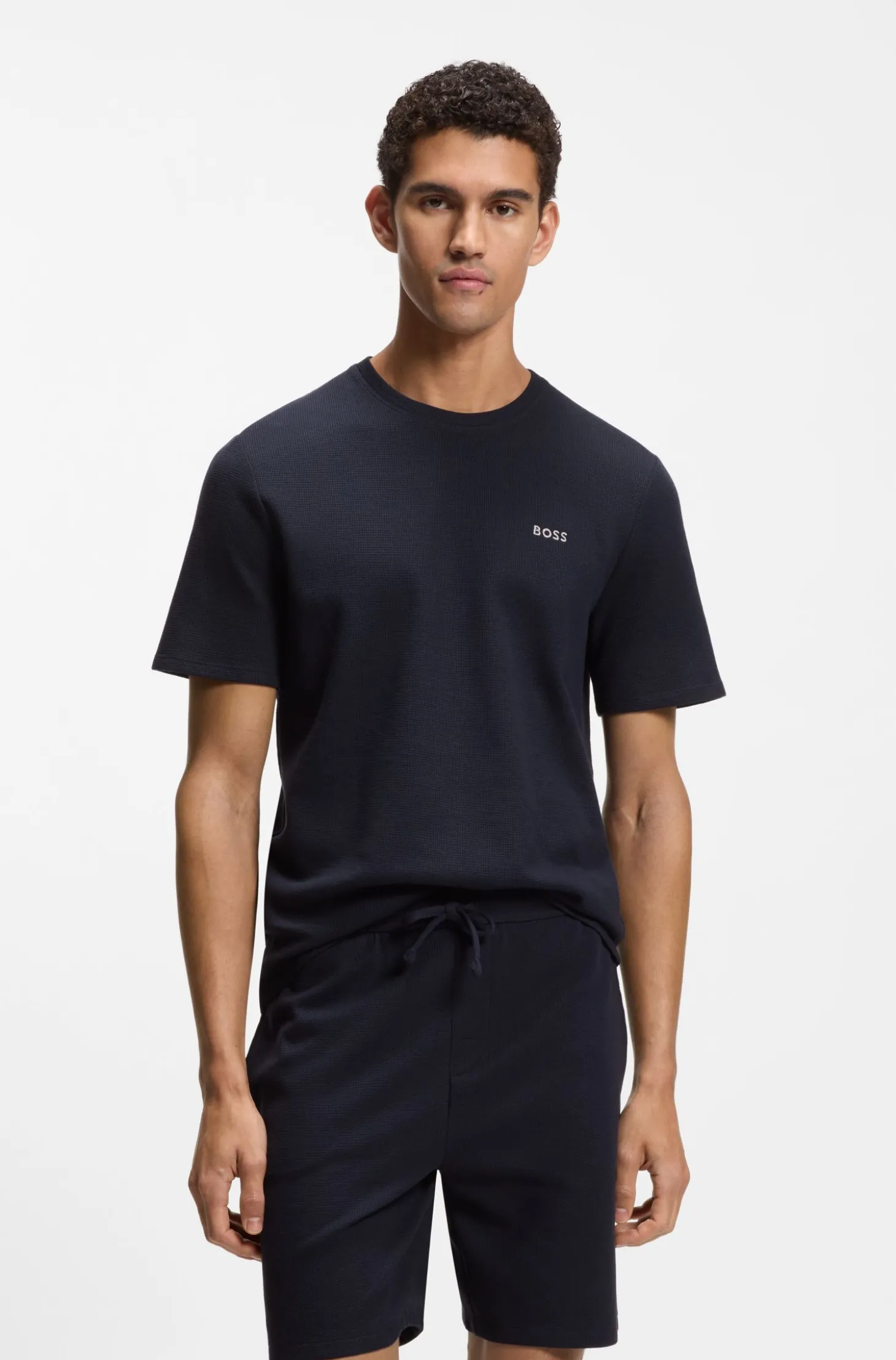 Pyjama-Shirt aus Baumwoll-Mix mit Logo-Stickerei
