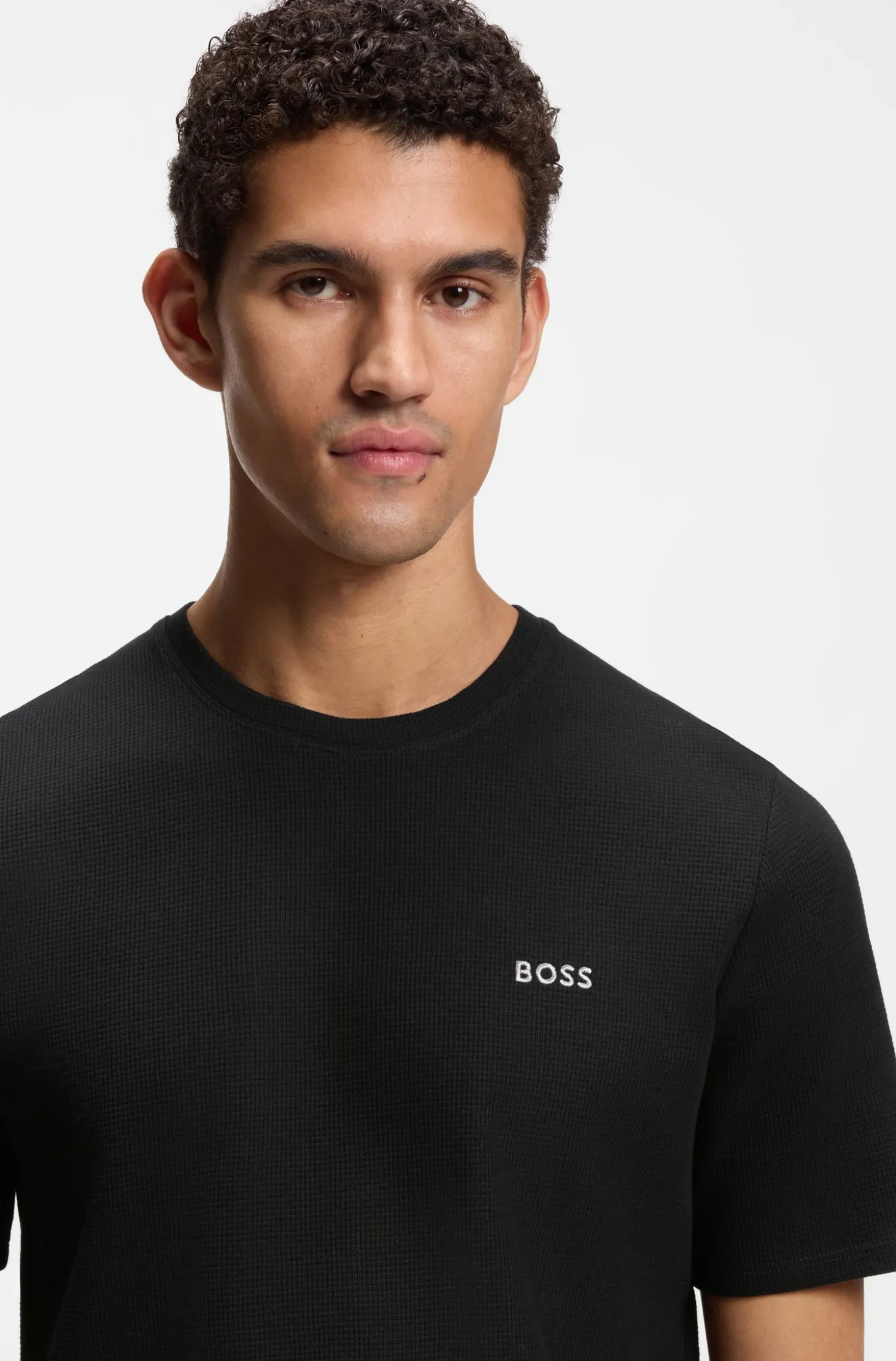 Pyjama-Shirt aus Baumwoll-Mix mit Logo-Stickerei