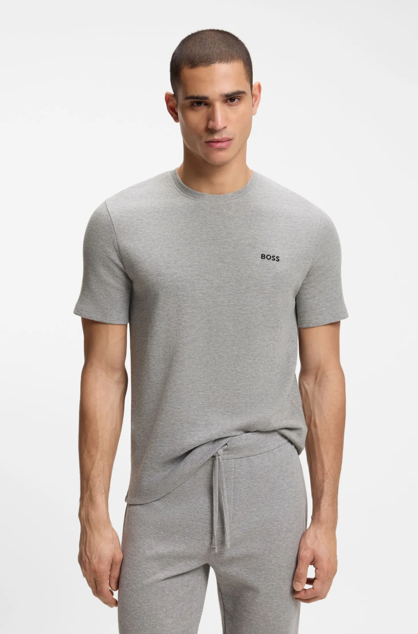 Pyjama-Shirt aus Baumwoll-Mix mit Logo-Stickerei