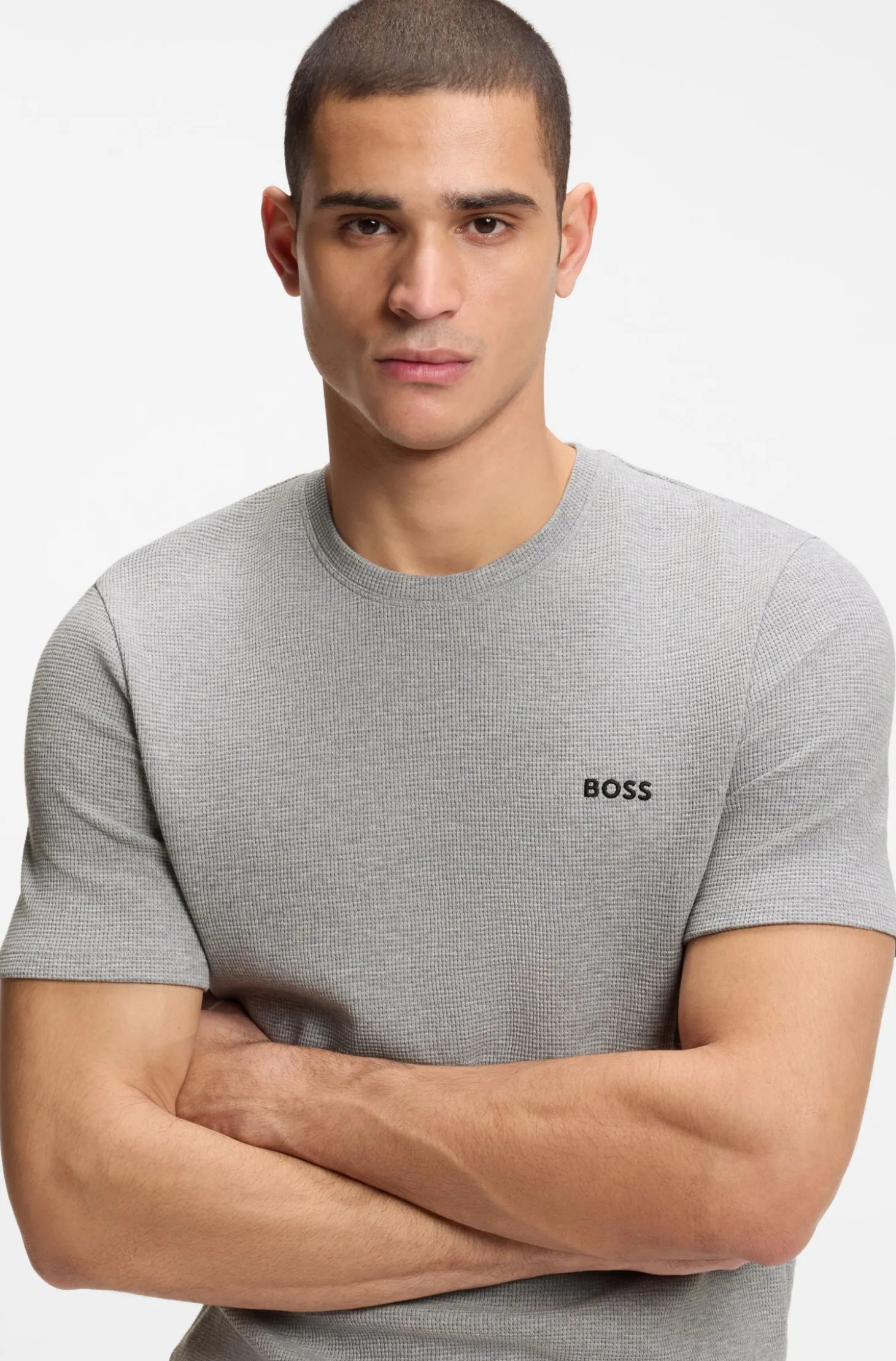 Pyjama-Shirt aus Baumwoll-Mix mit Logo-Stickerei