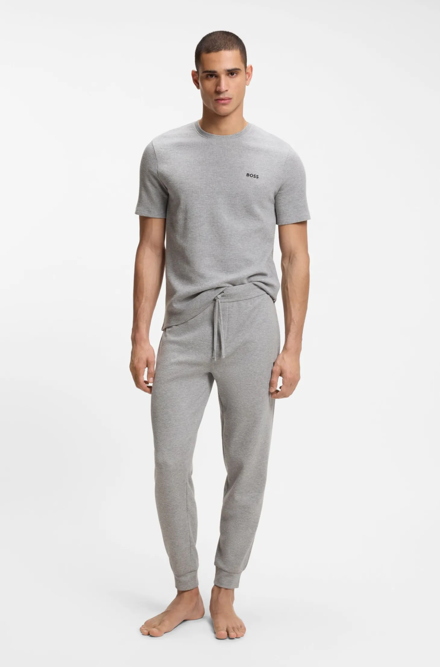 Pyjama-Shirt aus Baumwoll-Mix mit Logo-Stickerei