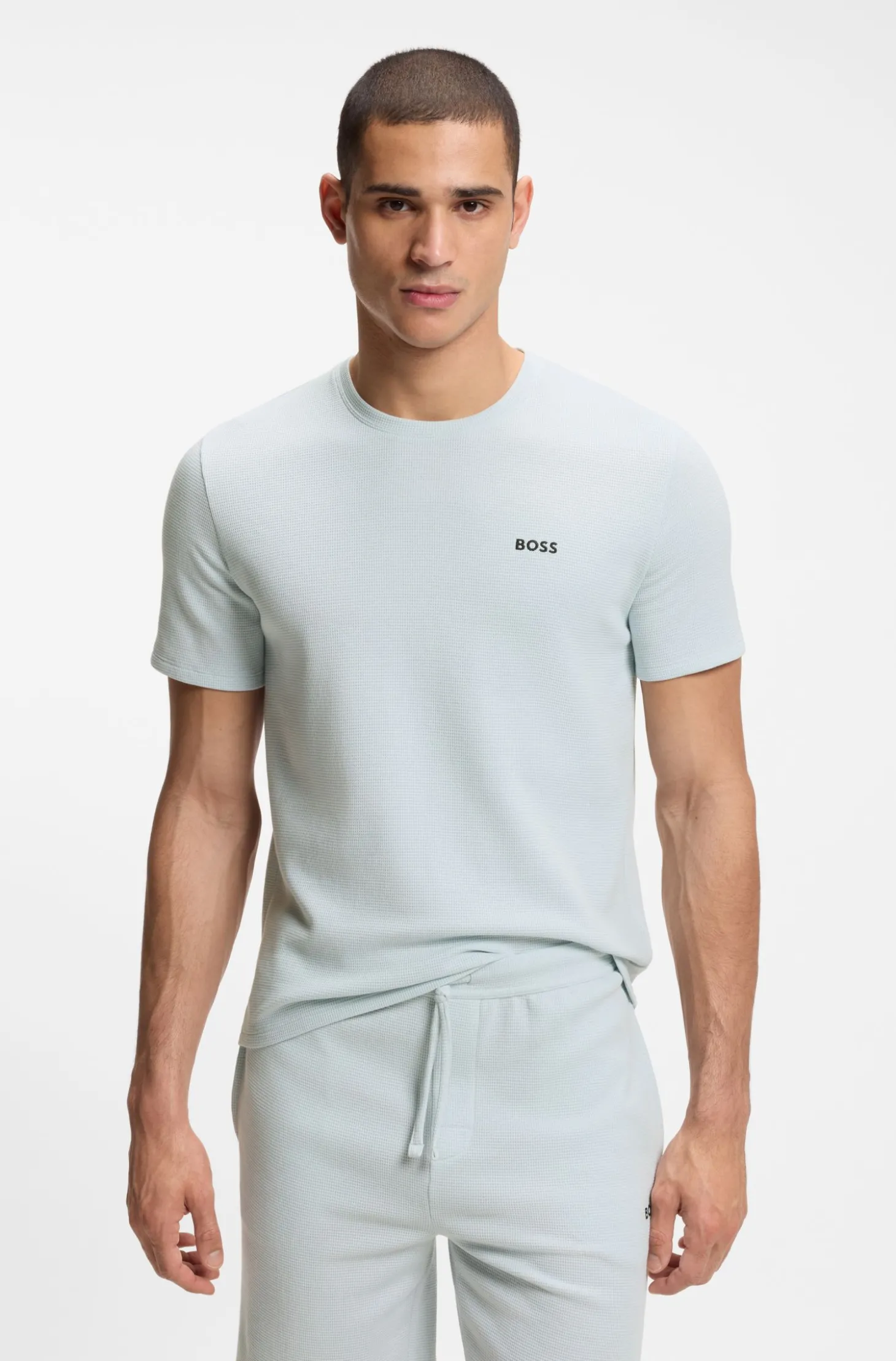 Pyjama-Shirt aus Baumwoll-Mix mit Logo-Stickerei