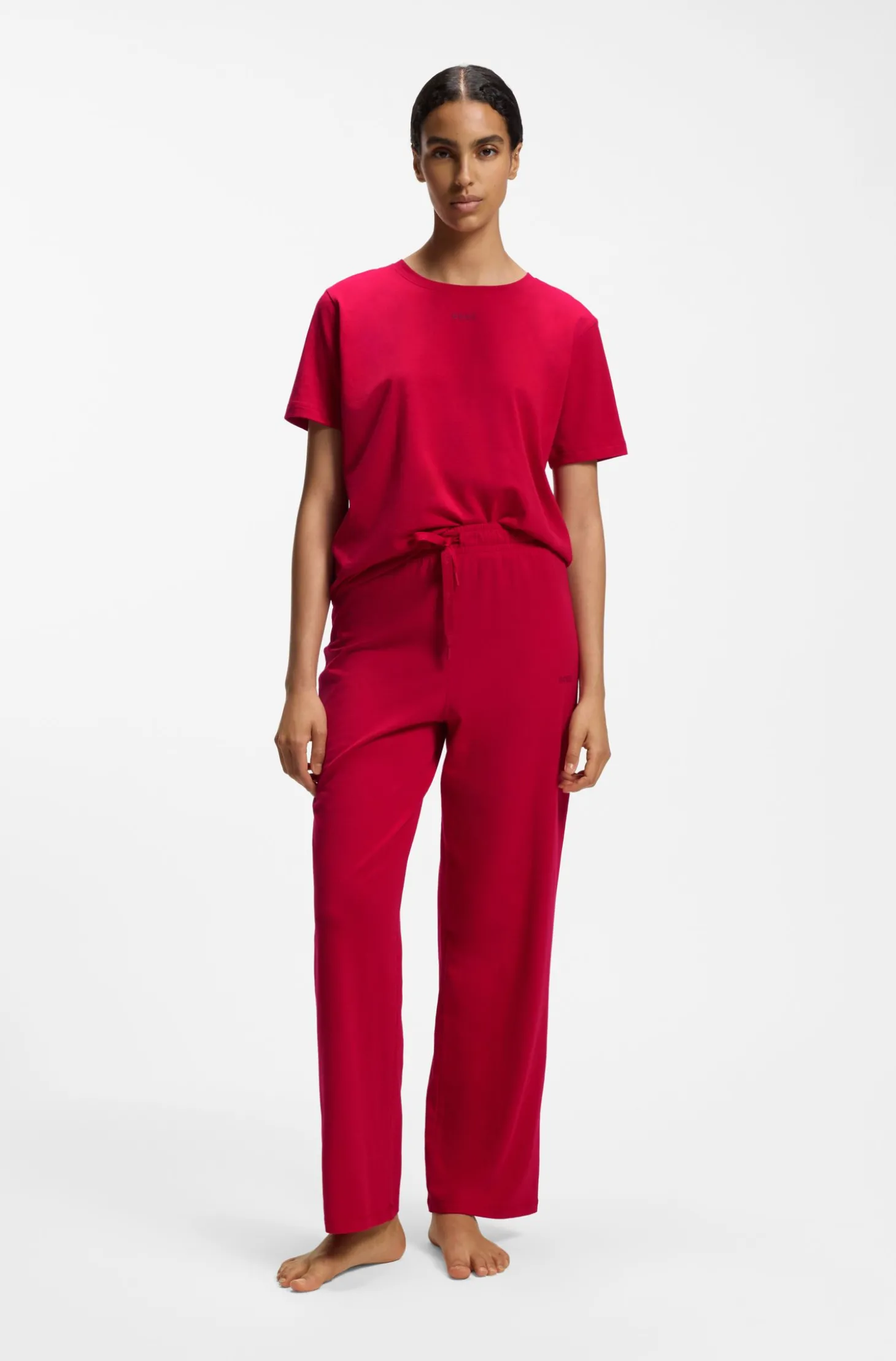 Pyjama-Shirt aus Stretch-Baumwolle mit Logo-Print