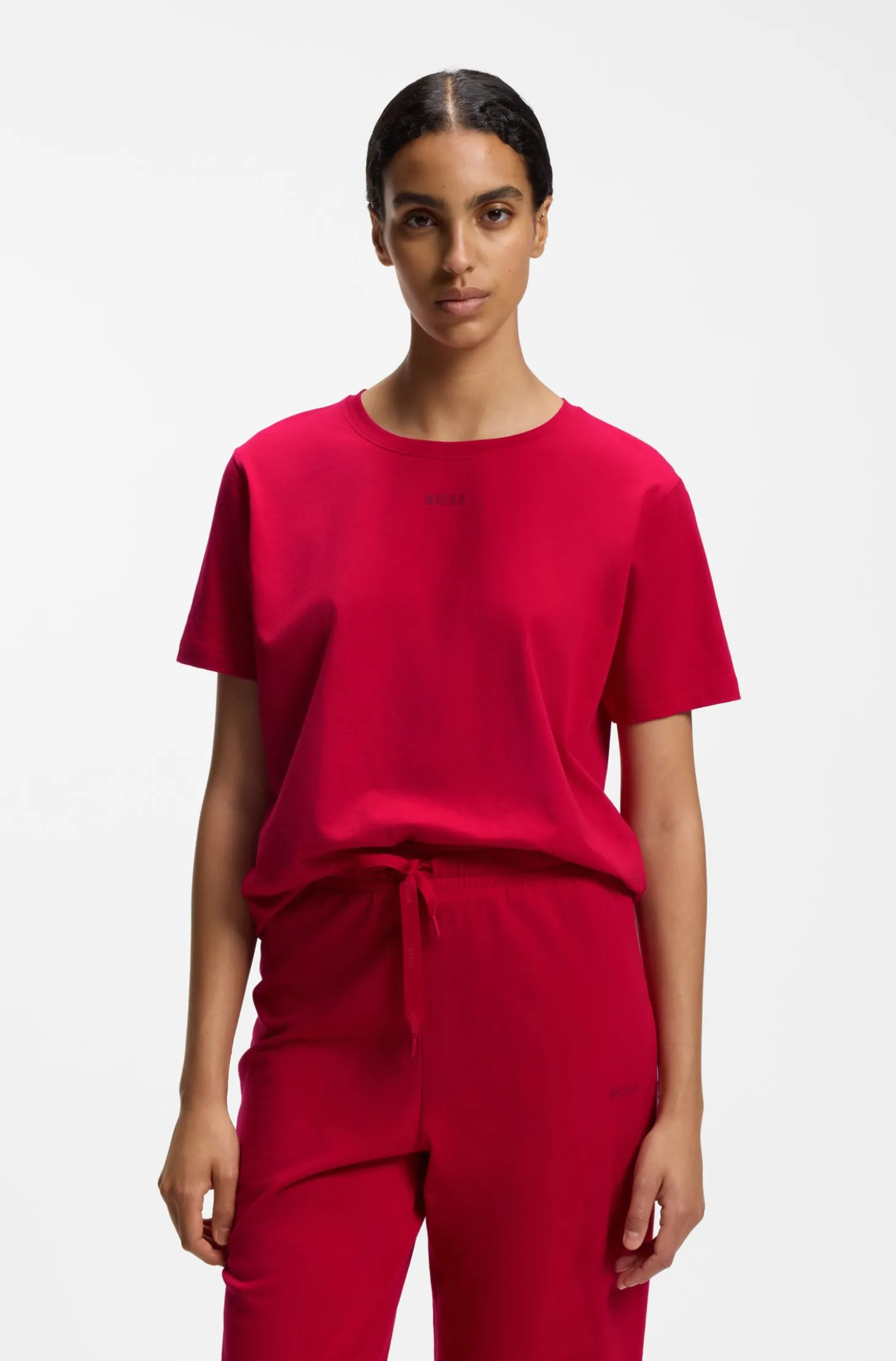 Pyjama-Shirt aus Stretch-Baumwolle mit Logo-Print