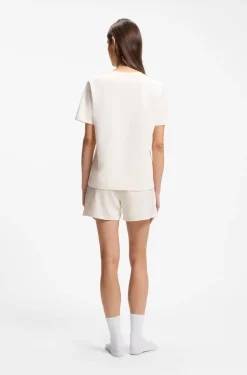 Pyjama-Shirt aus Stretch-Baumwolle mit Logo-Print
