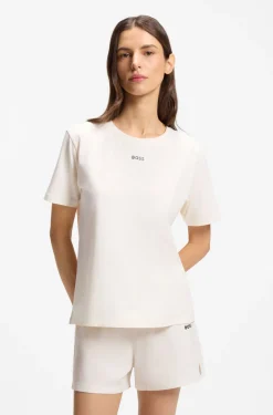 Pyjama-Shirt aus Stretch-Baumwolle mit Logo-Print