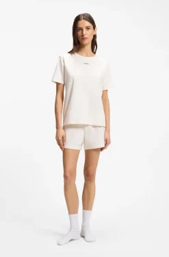 Pyjama-Shirt aus Stretch-Baumwolle mit Logo-Print