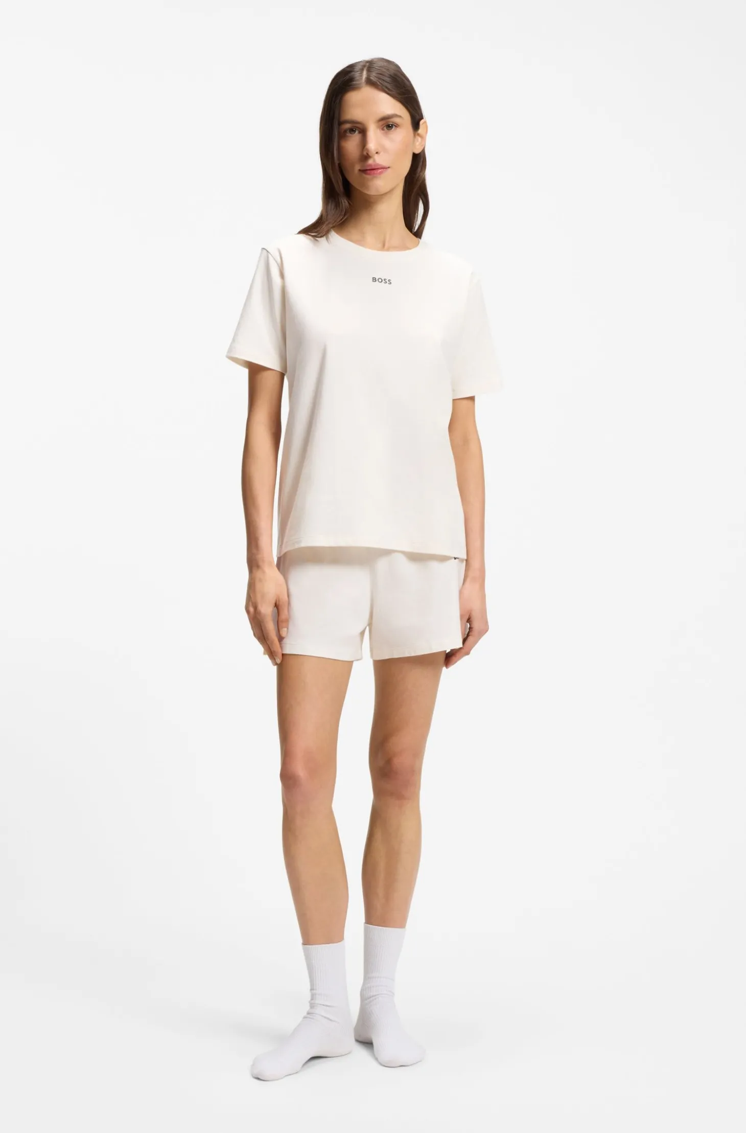 Pyjama-Shirt aus Stretch-Baumwolle mit Logo-Print
