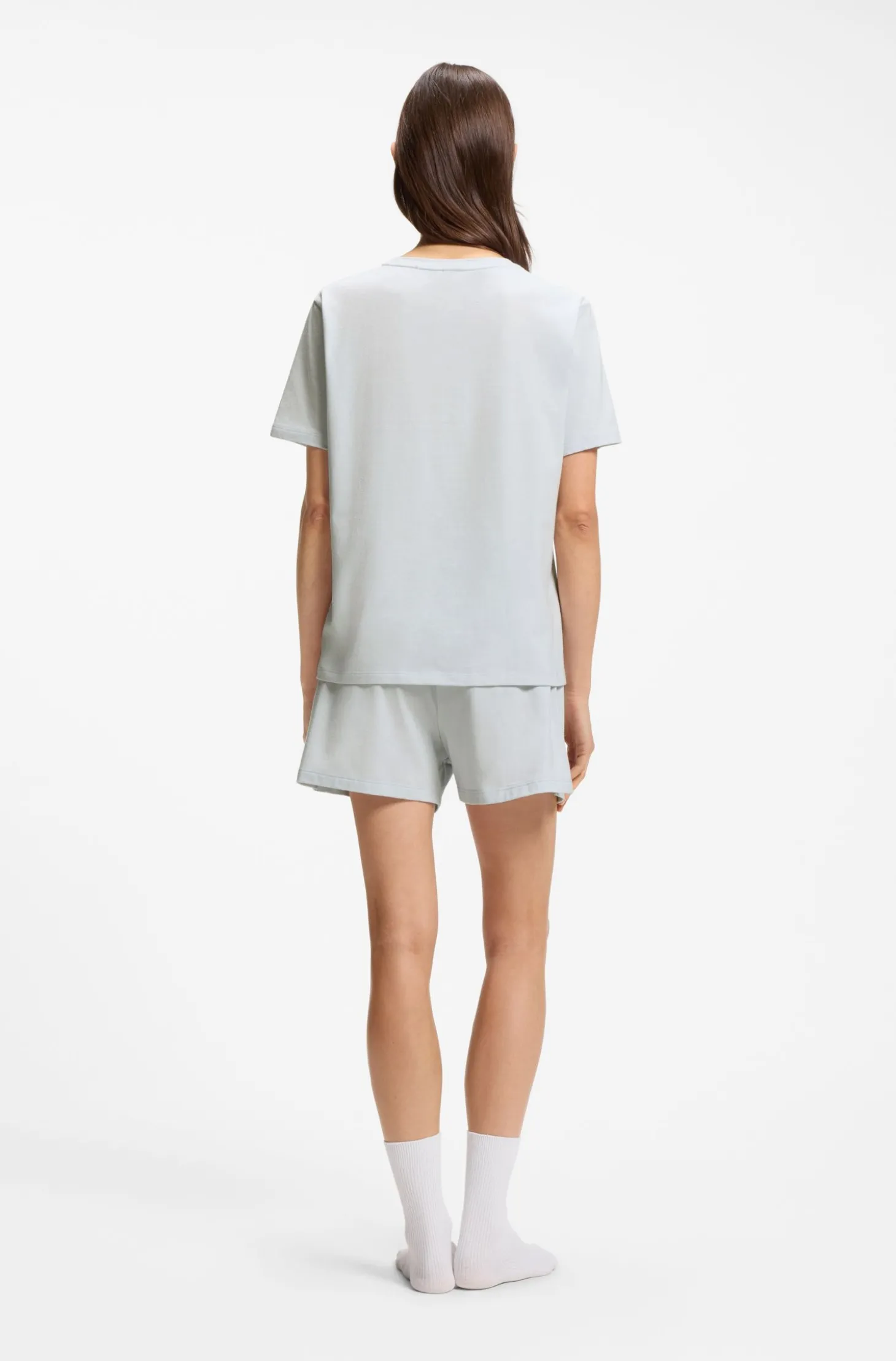Pyjama-Shirt aus Stretch-Baumwolle mit Logo-Print