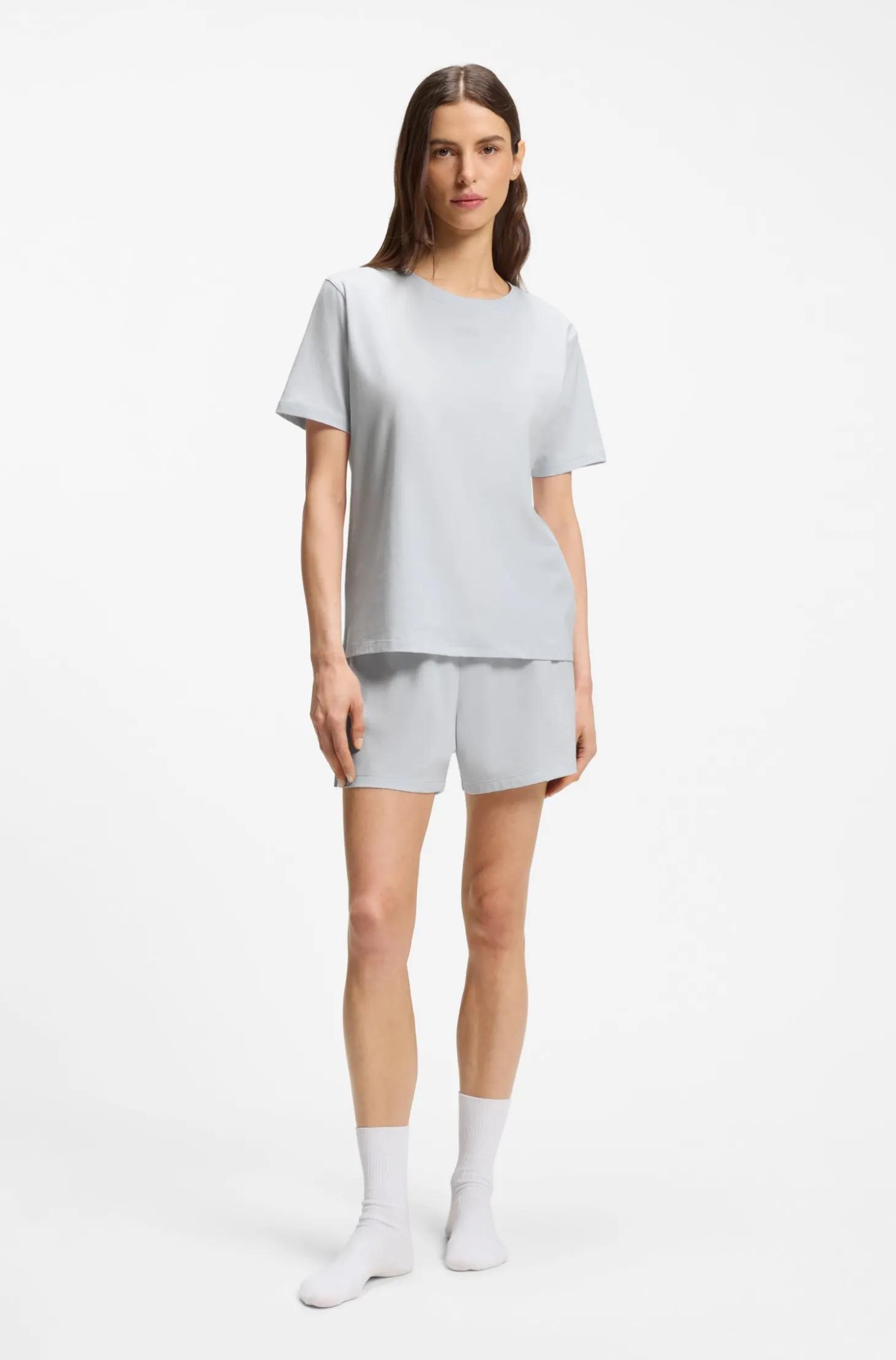 Pyjama-Shirt aus Stretch-Baumwolle mit Logo-Print