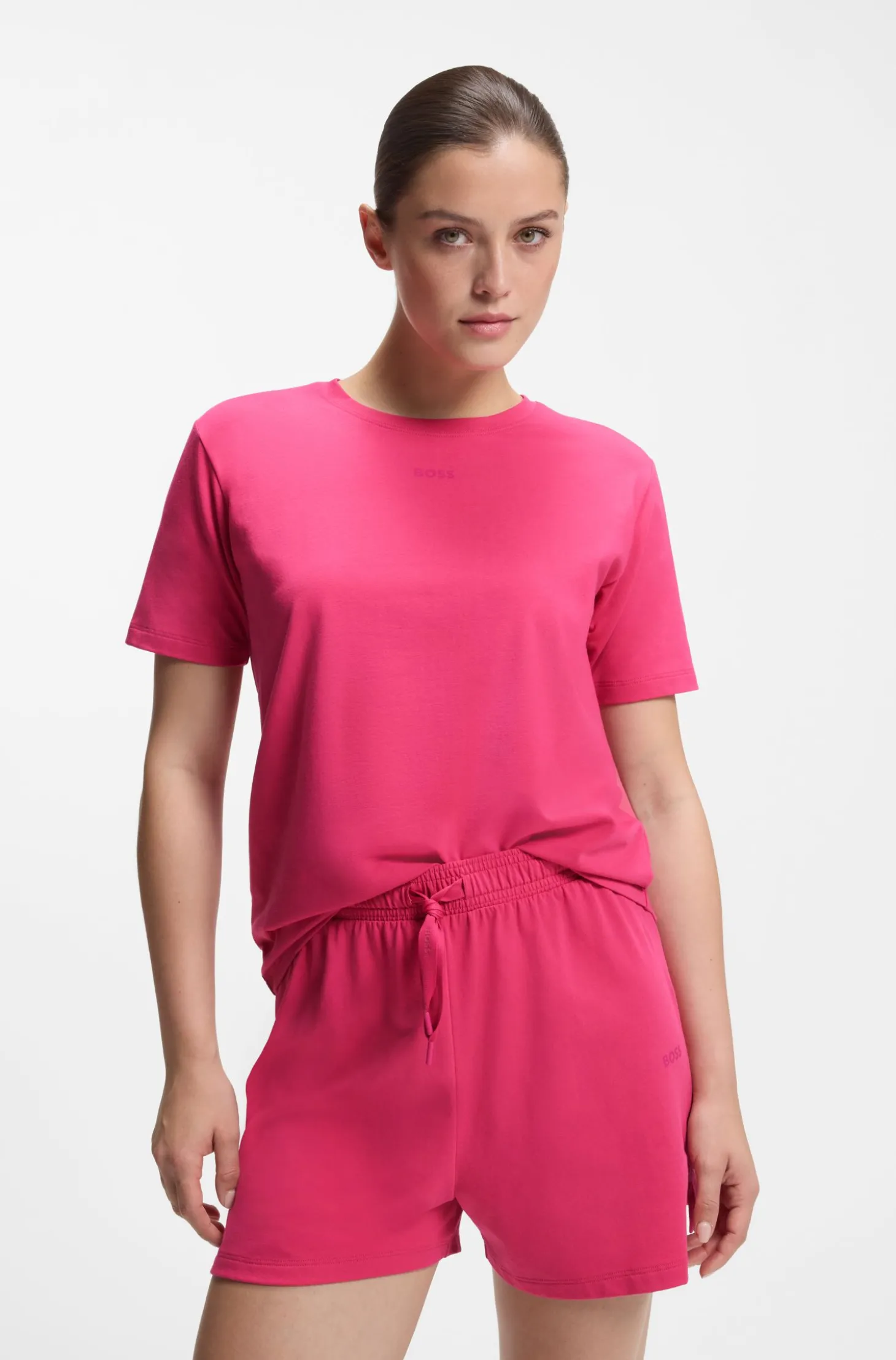 Pyjama-Shirt aus Stretch-Baumwolle mit Logo-Print