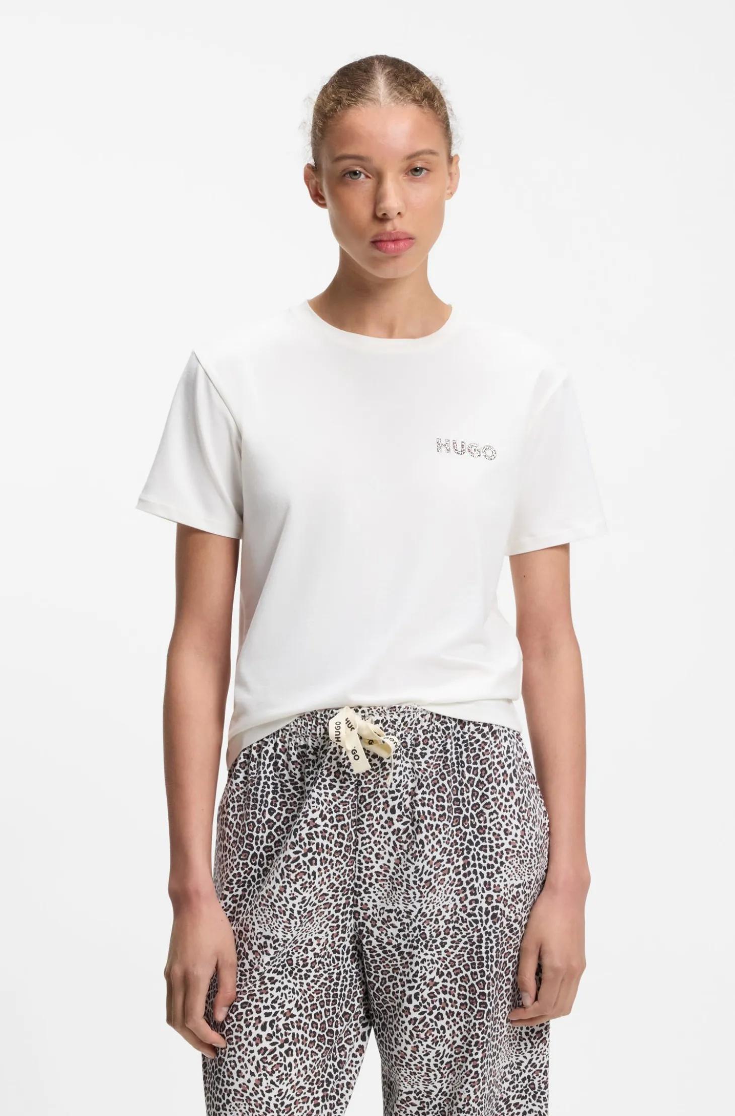 Pyjama-Shirt aus Stretch-Jersey mit Logo-Print