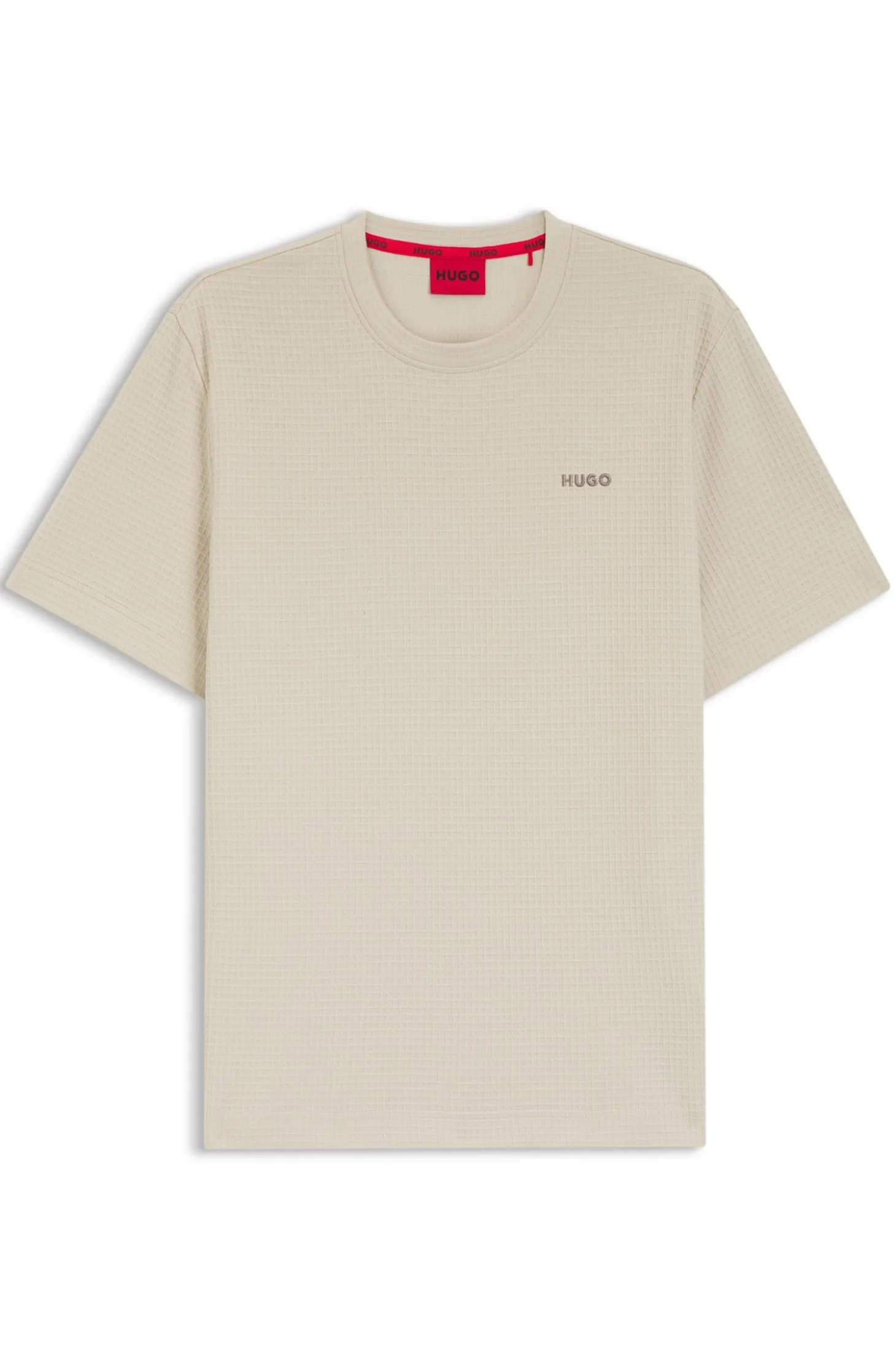 Pyjama-Shirt mit Waffelstruktur und Logo-Stickerei