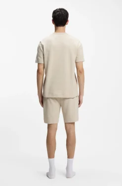 Pyjama-Shirt mit Waffelstruktur und Logo-Stickerei