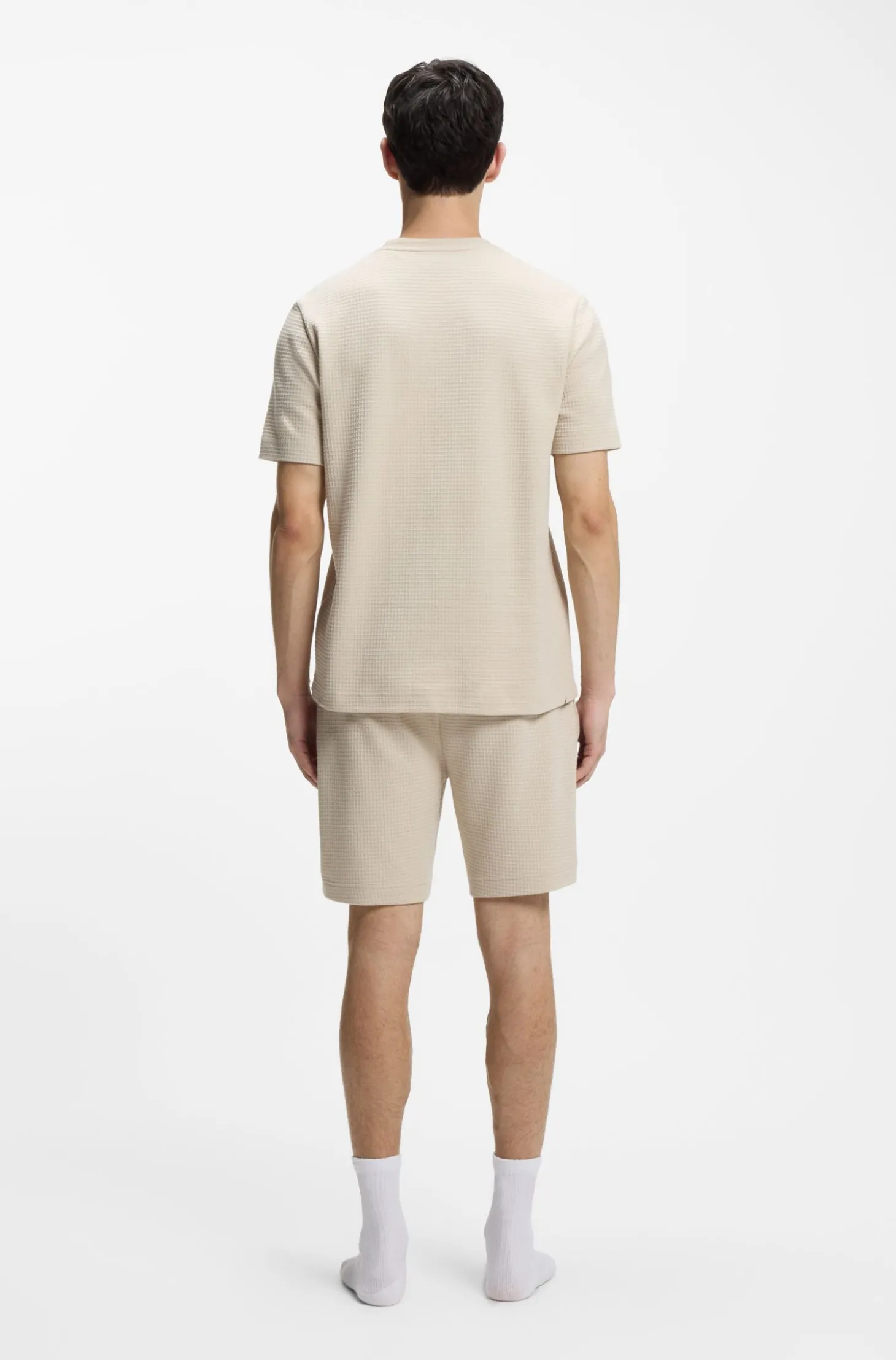 Pyjama-Shirt mit Waffelstruktur und Logo-Stickerei