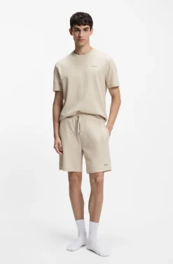 Pyjama-Shirt mit Waffelstruktur und Logo-Stickerei
