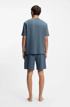 Pyjama-Shirt mit Waffelstruktur und Logo-Stickerei