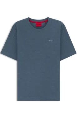 Pyjama-Shirt mit Waffelstruktur und Logo-Stickerei
